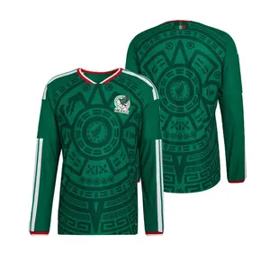 2026 FIFA World Cup Mexico Home Kit Fan Edition Adult Green Long-Sleeve Breathable Quick-Dry Soccer Jersey
