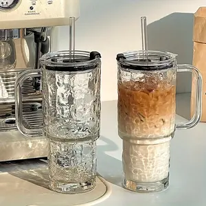 2pcs 18oz/530ml INS Glass Tumbler:Lid+straw, reusable, iced coffee cup, perfect anniversary gift for coffee/tea lovers