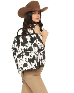 Wrangler Women's Cow Print Backpack - Wg133-9110 Bk