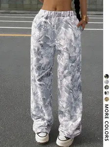 Women's Branch Print Sweatpants, Cool Streetwear Hip Hop Rap Dance Motorcycle School Youth Fashion Casual Trendy Sports Plant Pattern, Outdoor Activities Trousers, Sports Bottoms