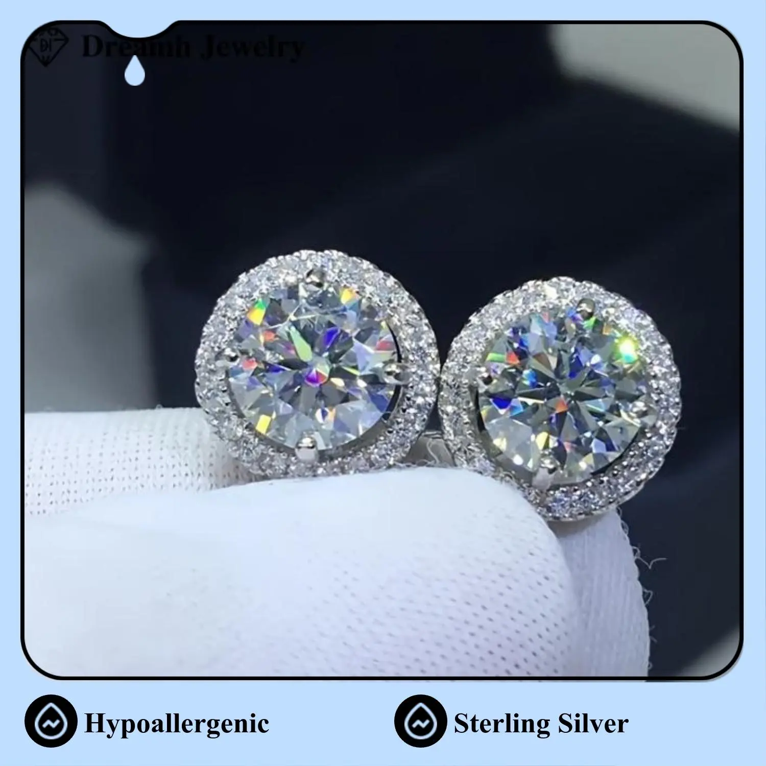 BUBURBO S925 Silver Classic Style Stud Earrings - Moissanite-Like Cubic Zirconia, Elegant, Irritation-Free Fit, Hypoallergenic Unisex Daily Jewelry, Ideal Gift for Birthday, Anniversary