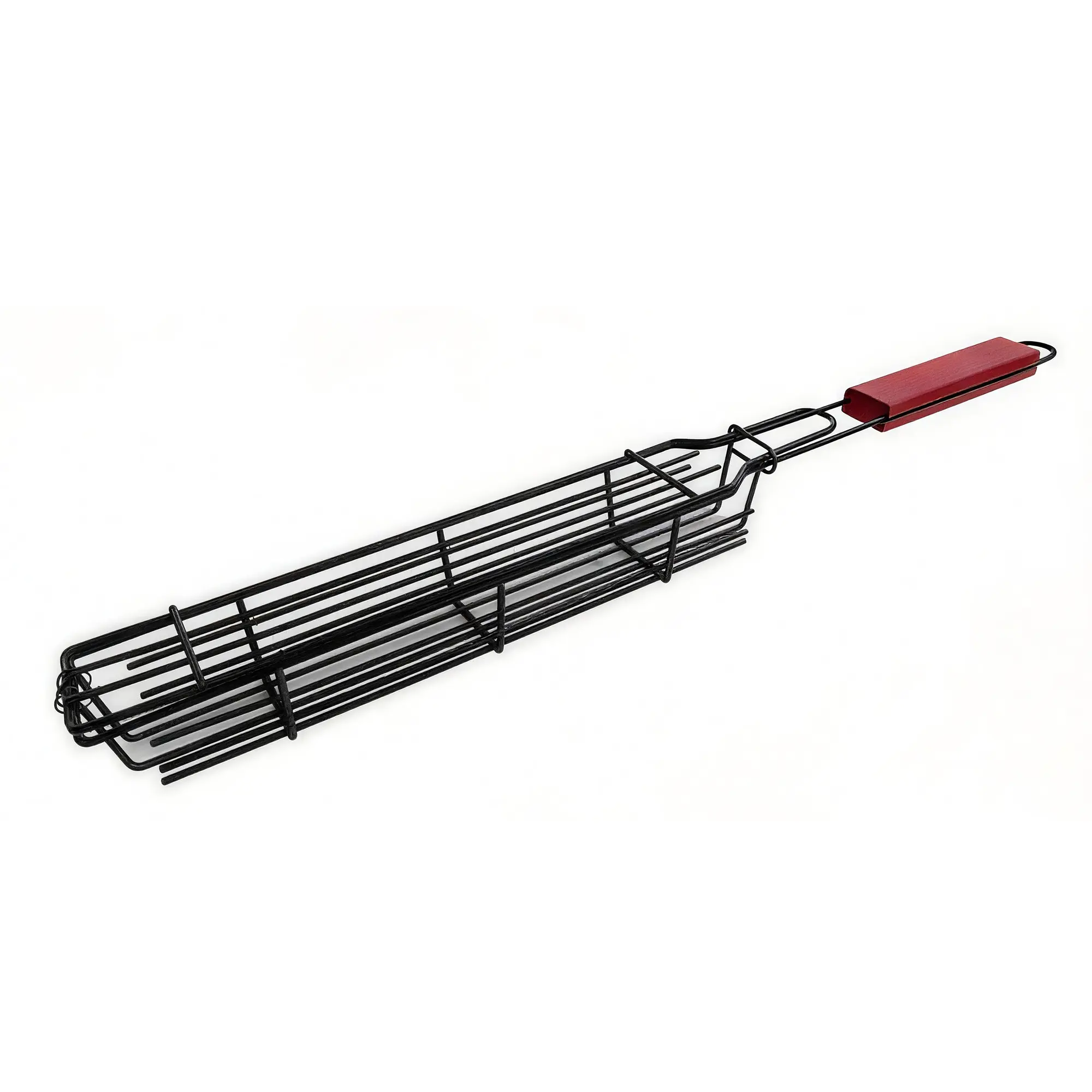 Kabob Grilling Baskets for Outdoor Grill - 19 Inch Heavy Duty Stainless Steel Veggie Grill Basket with Wooden Handle, Non Stick BBQ Barbecue Accessories for Meat Vegetables & Kebab