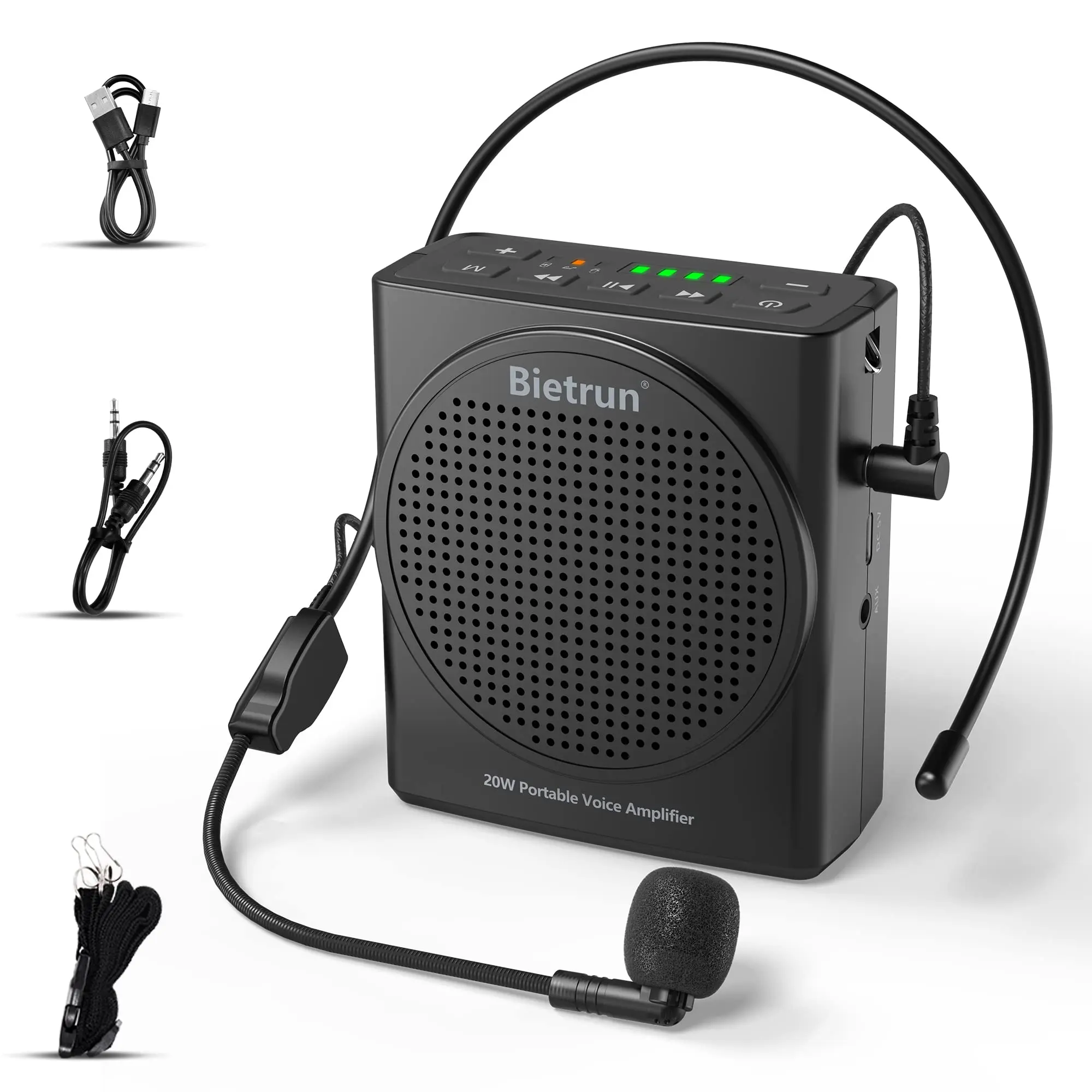 BIETRUN Wireless Voice Amplifier with Wireless Mic Headset,Portable Rechargeable Bluetooth Loud Speaker for Teacher, Coach, Instructor