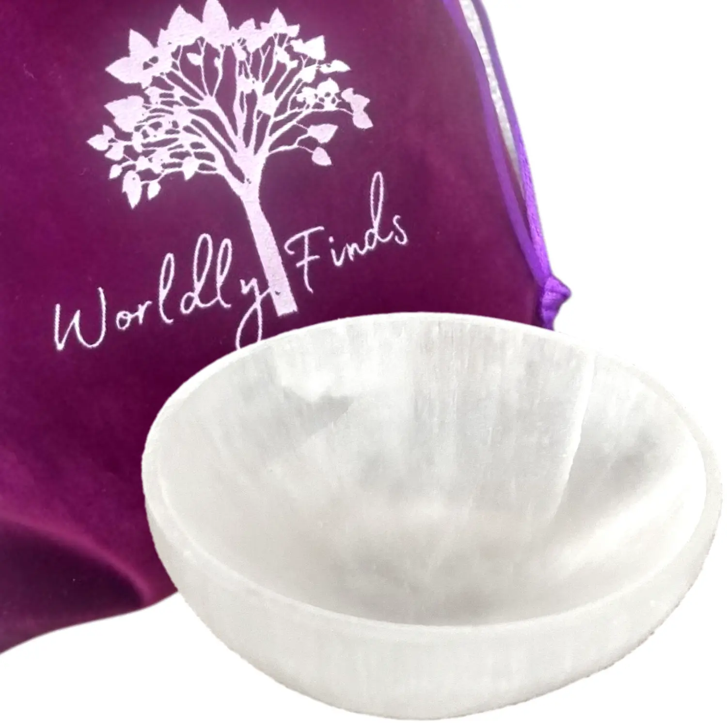 Selenite Crystal Smudge Bowl 4" Polished, Hand-Carved in Morocco