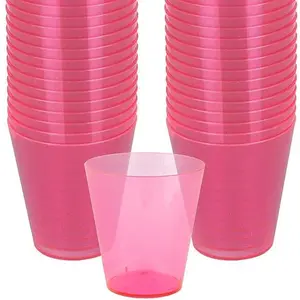 Wanna Party Pink Shot Glasses Set (24 Pieces) | Disposable Mini Party Cups for Birthdays, Weddings & Baby Showers | Premium Plastic Shot Cups for Drinks, Desserts & Tastings | Cute Bulk Party Supplies for Events