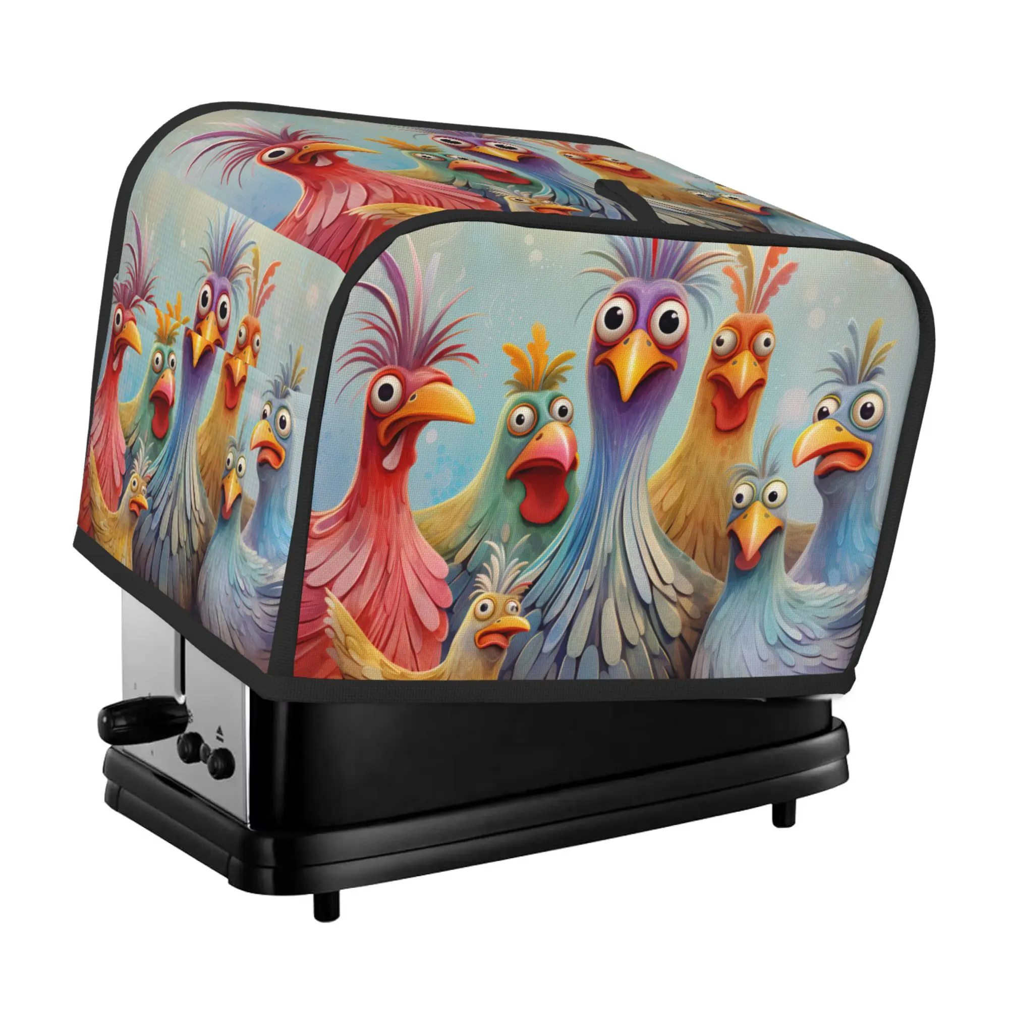 Colorful Rooster Pattern Toaster Cover 2-Slice Model Dust & Fingerprint Resistant Machine Washable Easy-to-Clean Kitchen Accessory Decoration
