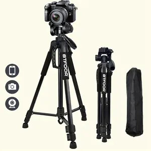 55" 140CM Travel Digital Camera Tripod Professional Aluminum Tall Phone Stand With Quick Plates Mount Pan Head For DSLR SLR travel bag