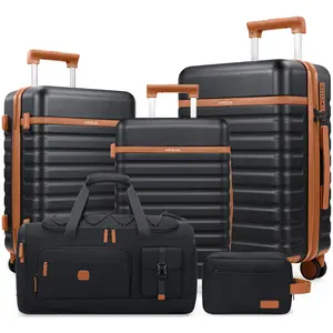 UKEIN 5-Piece Luggage Set – ABS Hardshell Carry-On Suitcases with Spinner Wheels, TSA Lock, School and Travel Set for Men & Women Adjustable Handle#SpringStatements