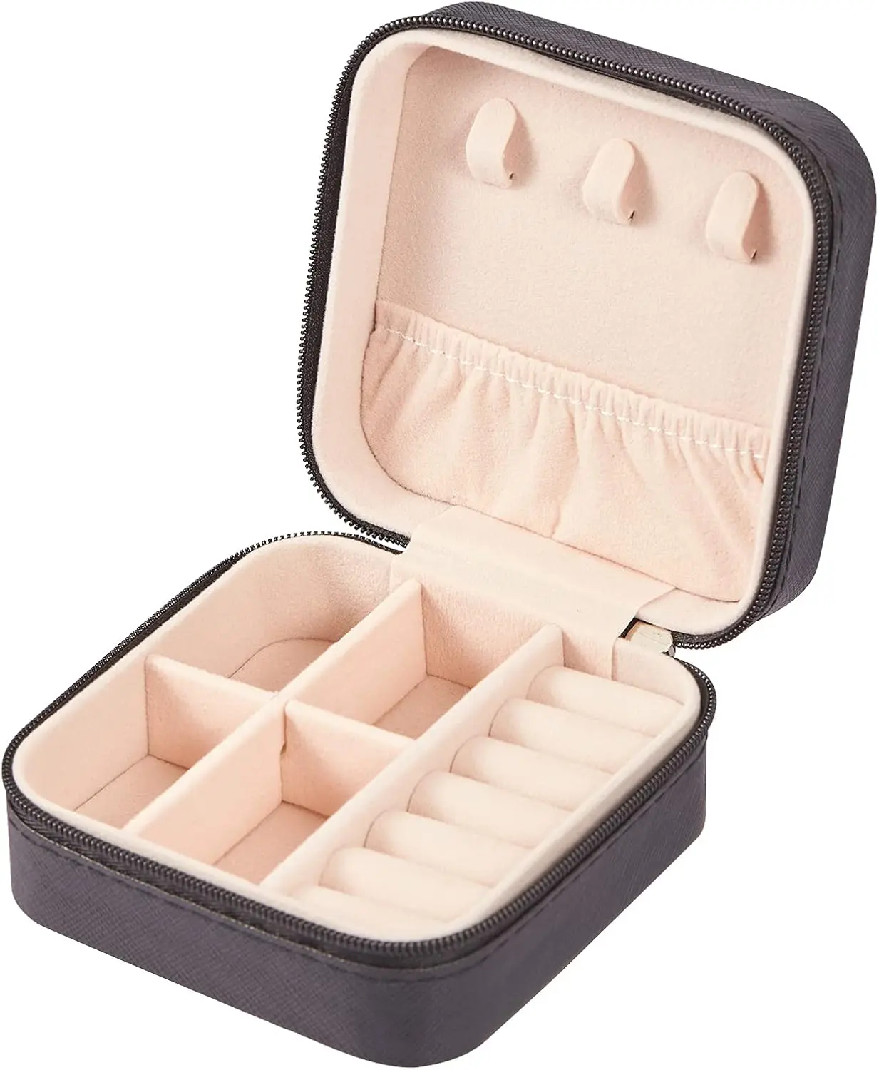 PU Leather Small  Box, Travel Portable  Case for Ring, Pendant, Earring, Necklace, Bracelet Organizer Storage Holder Boxes (Black)