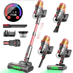 SPZTJK Pro Cordless Vacuum Cleaner, 70Kpa Ultra-Strong Suction, 55 Mins Runtime, Self-Standing with Smart LED Touch Screen, 9-in-1 Lightweight for Pet Hair/Carpet/Tile & Stairs