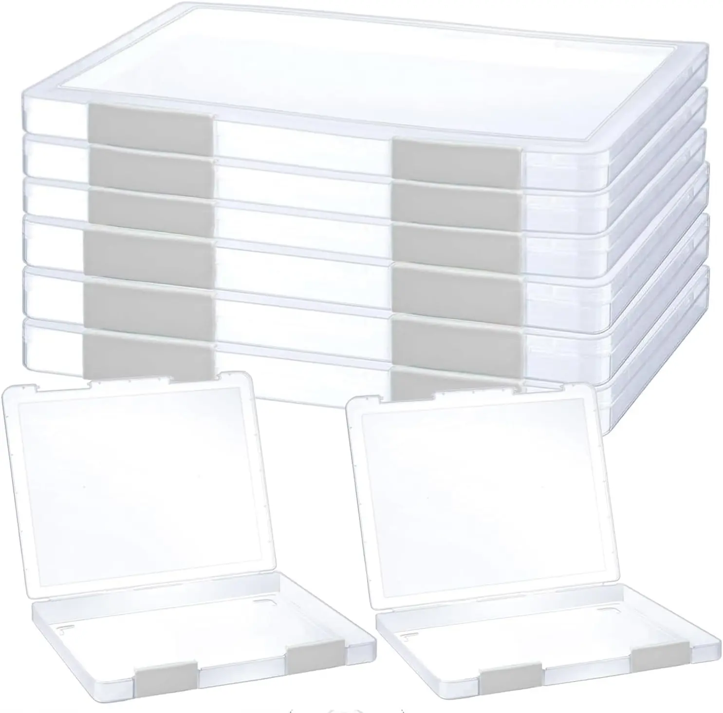 6 Pcs Clear A4 File Portable Project Case, Plastic Storage Box for 8.5" x 11" Letter Paper, Scrapbook Paper Storage Boxes Documents Magazines Holder