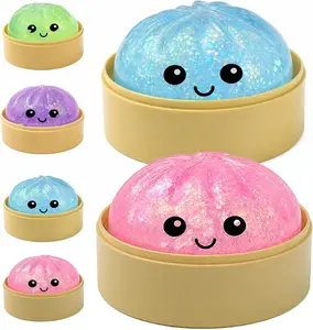 Must-Have Collectible Glitter Dumpling Mystery Box! 1PCS 8.5*8cm Colorful Sugar Glitter Squishy Stress Balls, Soft Squeeze Fidget Toy For Autism ADHD Students, Cute Surprise Gift For Squishy Collectors