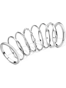 8Pcs 1MM 2MM Stainless Steel Rings for Women Men Minimalist Fashion Dainty Plain Thin Knuckle Stacking Midi Thumb Rings Stackable Statement Band Rings Set Silver Gold Tone Size 4-12 Jewelry