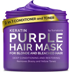 SUNATORIA Purple Hair Mask – Anti-Yellow Effect | Visible Results in 1 Use | Restores Strengthens Nourishes Dry Brittle Damaged Hair | Hydrate Toner