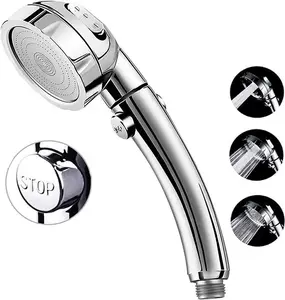 RV Hand Held Shower Head On Off Switch Chrome 3 Spray Water Pressure Hose Camper
