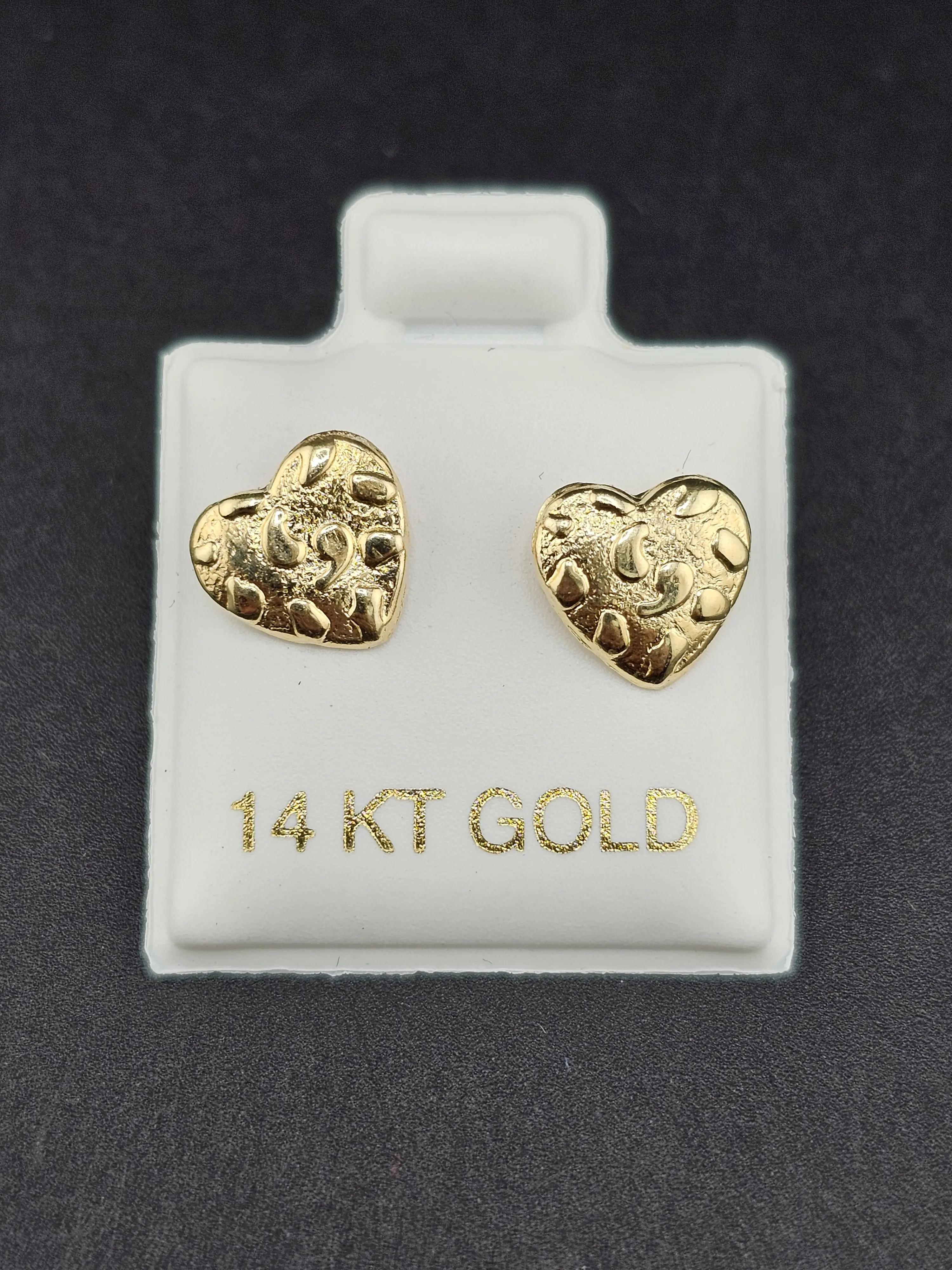 14K Gold Earrings - Heart Nugget