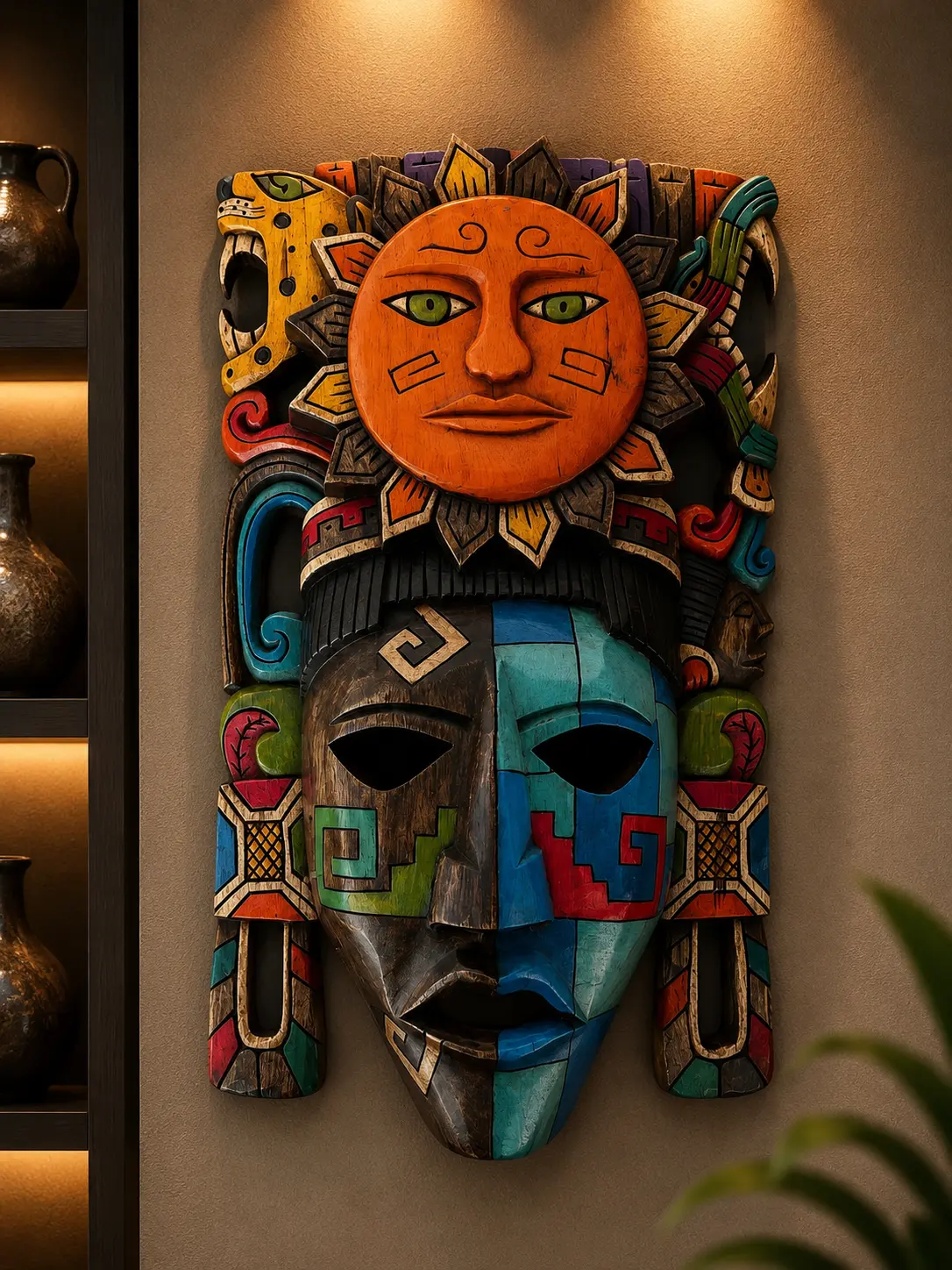 Prehispanic Wooden Mask, Mayan Culture From Yucatán