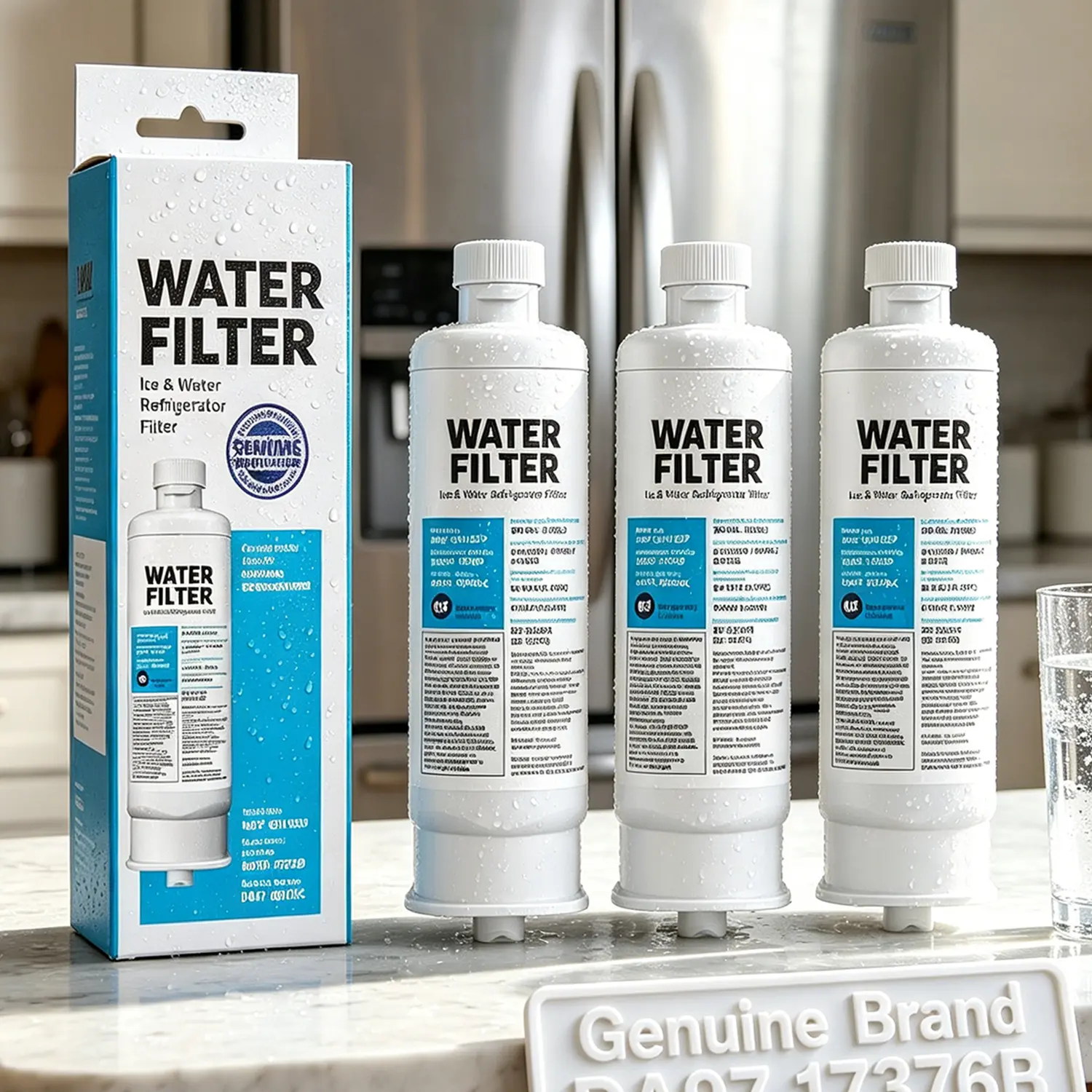 1pcs New Inline Refrigerator Water Filter Replacement for Samsung DA97-17376B - NSF Certified, No Battery, No Magnets, Removes Chlorine/Lead/Odor, 6-Month/300 Gal Capacity, Leak-Proof