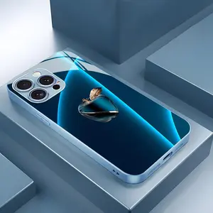 High-end fashion business aurora gradient blue apple pattern glass phone case, suitable for iPhone17 16 15 14 13 12 11 Promax, beautiful and gorgeous
