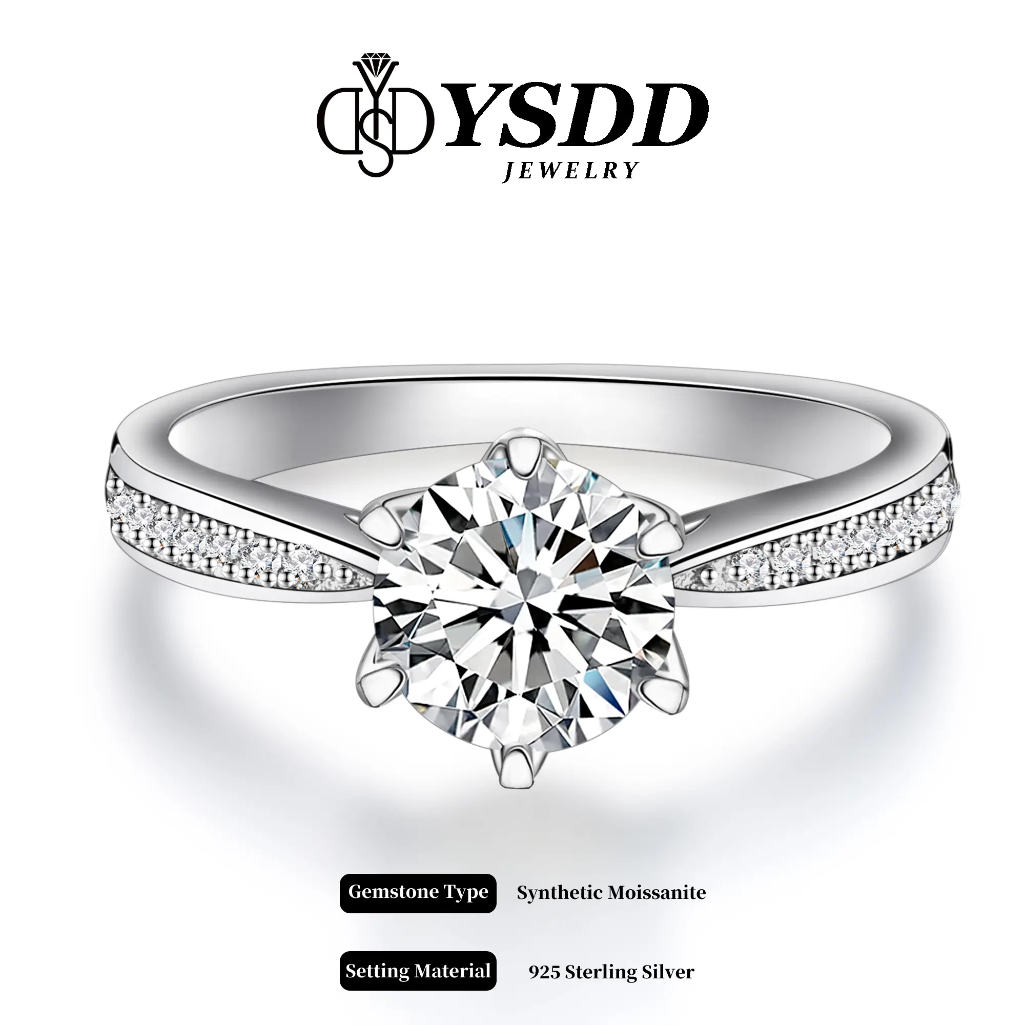 【#223 Classic】Tapered Channel-Set Synthetic Moissanite Engagement Ring in s925 1Carat
