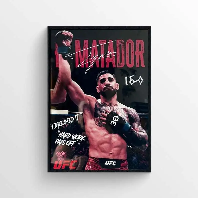 [SALE UP TO 45%] Autograph Ilia Topuria Iconic Moment UFC MMA Fighter Poster Wall Art, Men Gift