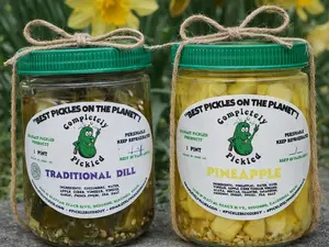 Completely Pickled Gourmet Food Bundle – Traditional Dill Pickles & Pickled Pineapple Snack Jars