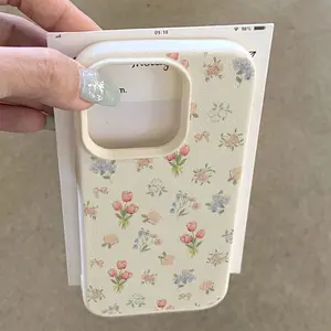 Anti-Drop Floral Pattern Tpu Phone Case, Compatible with iPhone Models 11-16 Pro Max, Soft Protective Cover, Stylish Leather Texture Design