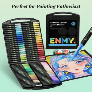 ENMY 80-color set Acrylic Paint Markers Pen Soft Head Direct Liquid Graffiti Painting QuickDry Pigments Art Supplies for Felt