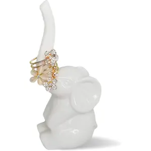 HOME SMILE Elephant Ring Holder for Jewelry,Engagement Wedding Ring Display Holder Stand  (Litltle White) HOME SMILE
