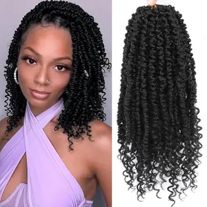 Passion Twist Crochet Hair,12 Inch 9 Packs Pretwisted Passion Twist Hair, Soft Pre Looped And Pre twist Crochet Hair For Women，Short Black Curly Crochet Braids(12",1B#)