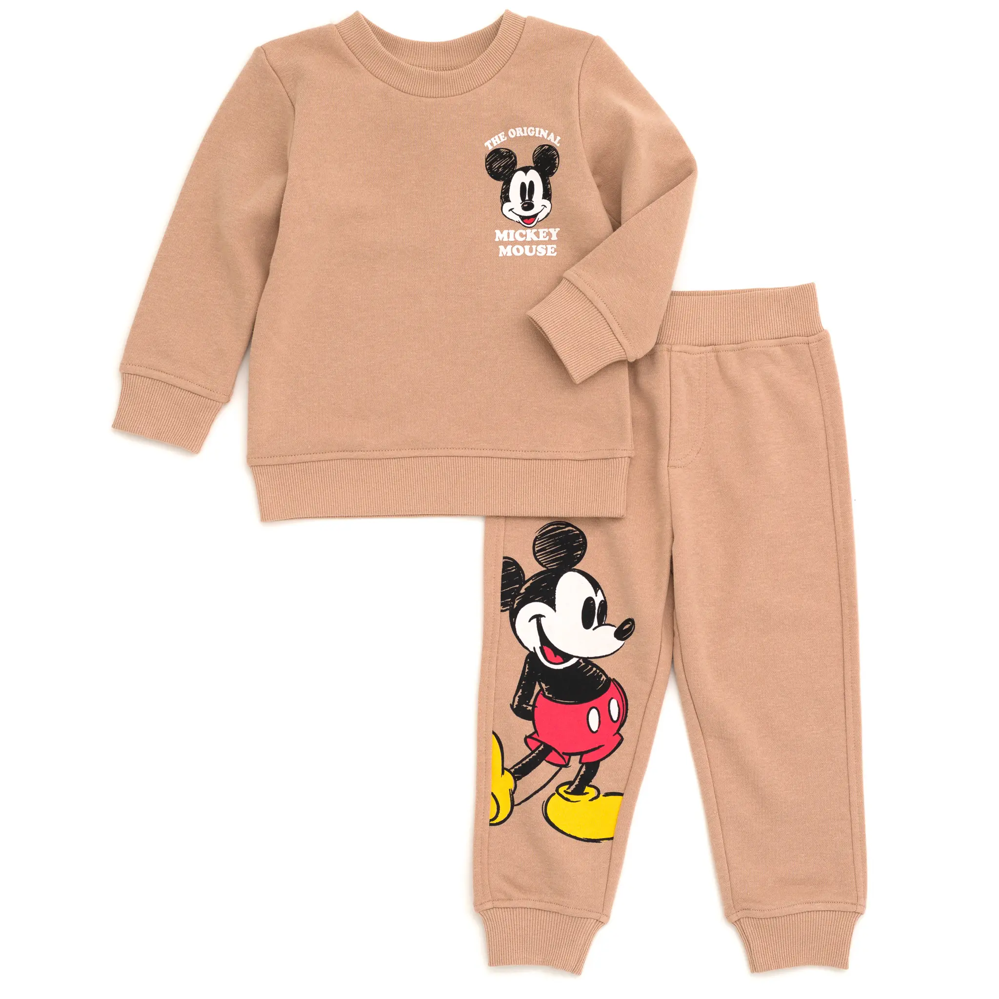 Disney Mickey Mouse Cartoon Sweet Plush 2-Piece Athletic Fleece Sweatshirt & Pants Set for Boys, 4t Baby & Kids, Characters, Elastic Band, 3 - 4 Years, 3T, Toddler, Matching Set, Clothes Kids, Outfits Set