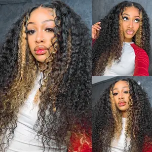Amanda Hair Glueless Lace 7x5 Pre-cut Pre-bleached Lace Closure Deep Curly Wave Blonde Highlights Human Hair Burmese Curly Wig #TikTokshopdealsforyou