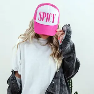 Spicy, Sassy, Funny, Bright Pink Snapback Trucker Hat, Sassy Graphic Otto Hats