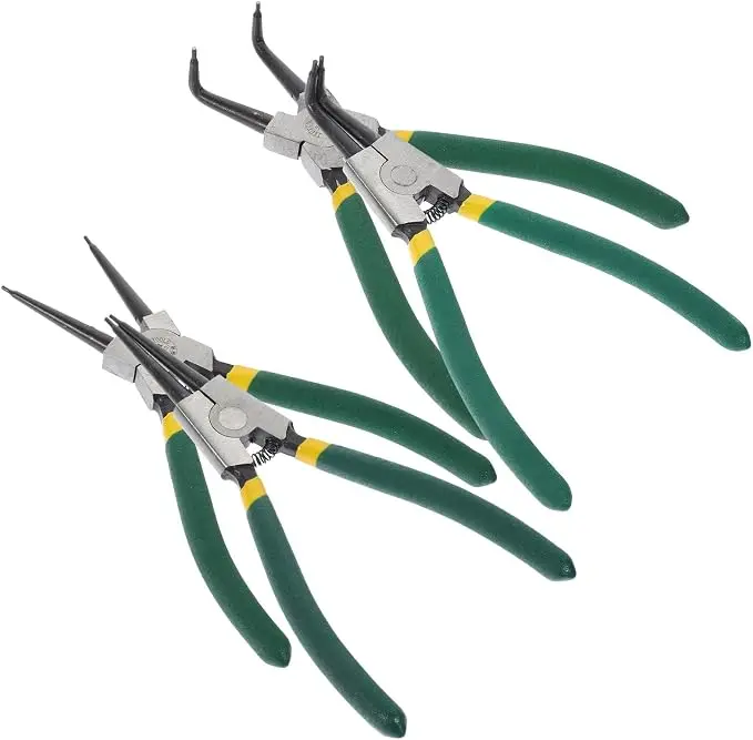 4-piece spring clip pliers set, 7 inches, internal/external straight-bending loop clips, spring ring pliers, automotive repair tools for disassembly and installation