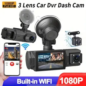 Three-Lens Car Dvr Recorder with WiFi Function, Night Vision/circular Recording, Free 32GB Storage Card, Non-Chargeable, Must Be Plugged in, WiFi Car Dashcam