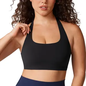 UNISSU Hugcurve Detachable Halter Sports Bra Racerback for Women Padded Square Neck Open Back Yoga Workout Top