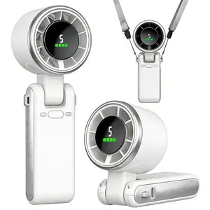 KIMWIND Portable Handheld Turbo Fan, 5 Gear Wind, Battery Operated, Up to 12 Working Hours, Valentines Day Gifts for Her Him(White)