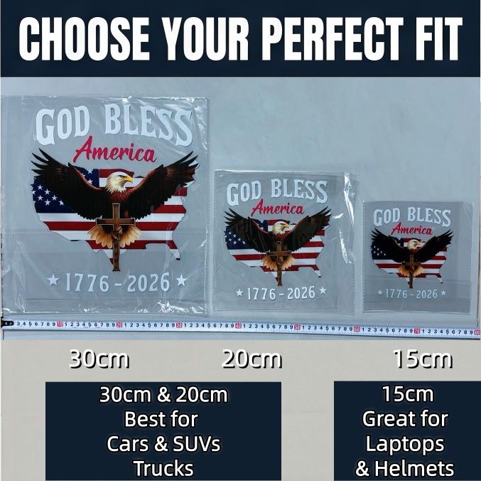 USA 250th Anniversary Car Decal 1776-2026, God Bless America Sticker with Bald Eagle, Cross & Flag, Waterproof Vinyl for Trucks, RVs, Laptops, 3 Sizes (6"/8"/12"), 2026 Sestercentennial Commemorative Veteran Gift, Patriotic Window Sticker summerwins USA 250th Anniversary Car Decal 1776-2026, God Bless America Sticker with Bald Eagle, Cross & Flag, Waterproof Vinyl for Trucks, RVs, Laptops, 3 Sizes (6"/8"/12"), 2026 Sestercentennial Commemorative Veteran Gift, Patriotic Window Sticker summerwins