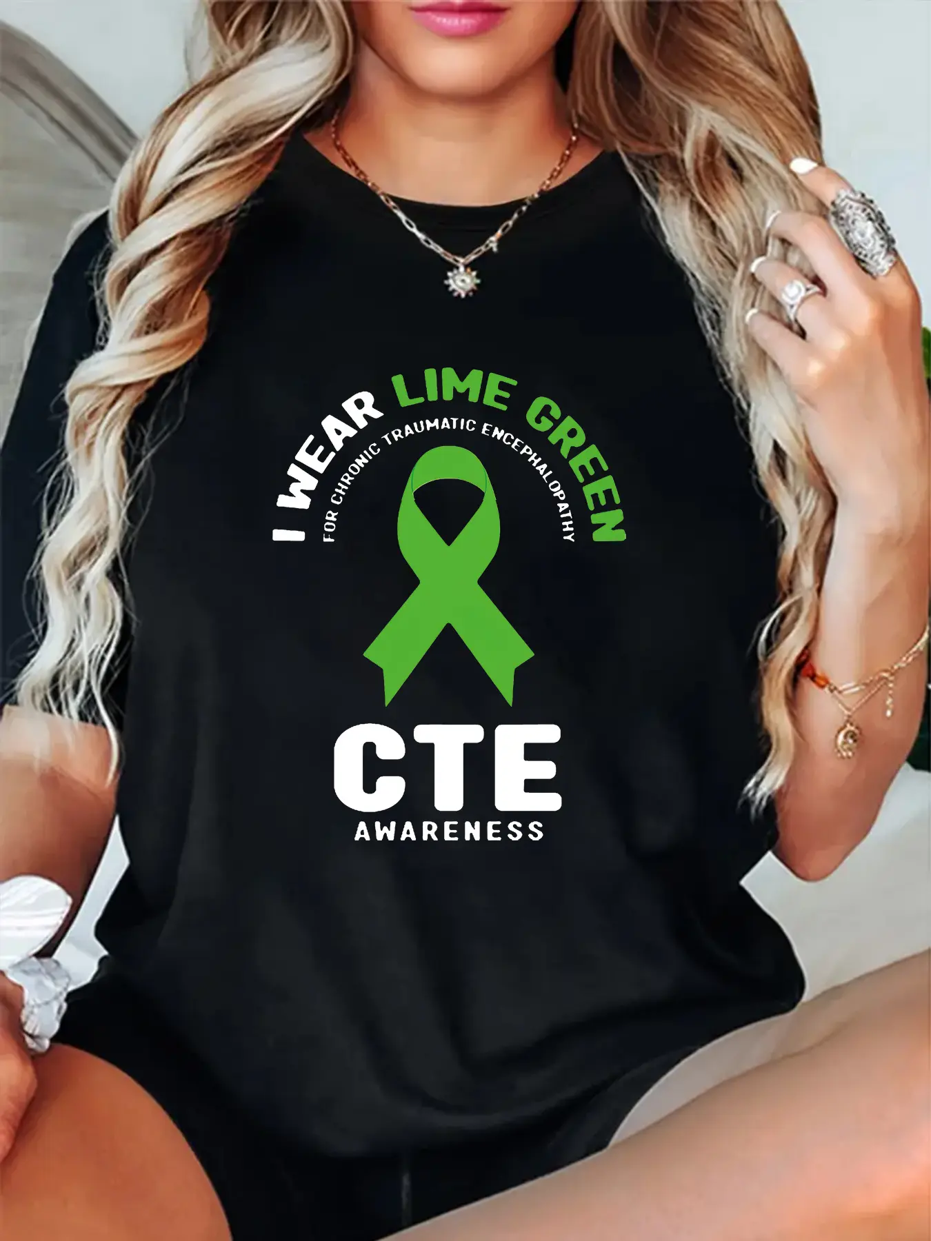 100% Cotton Unisex Wear Lime Green Print Crew Neck T-Shirt, Women Graphic T Shirts, Casual Short Sleeve T-Shirt For All Seasons, Women'S Clothing