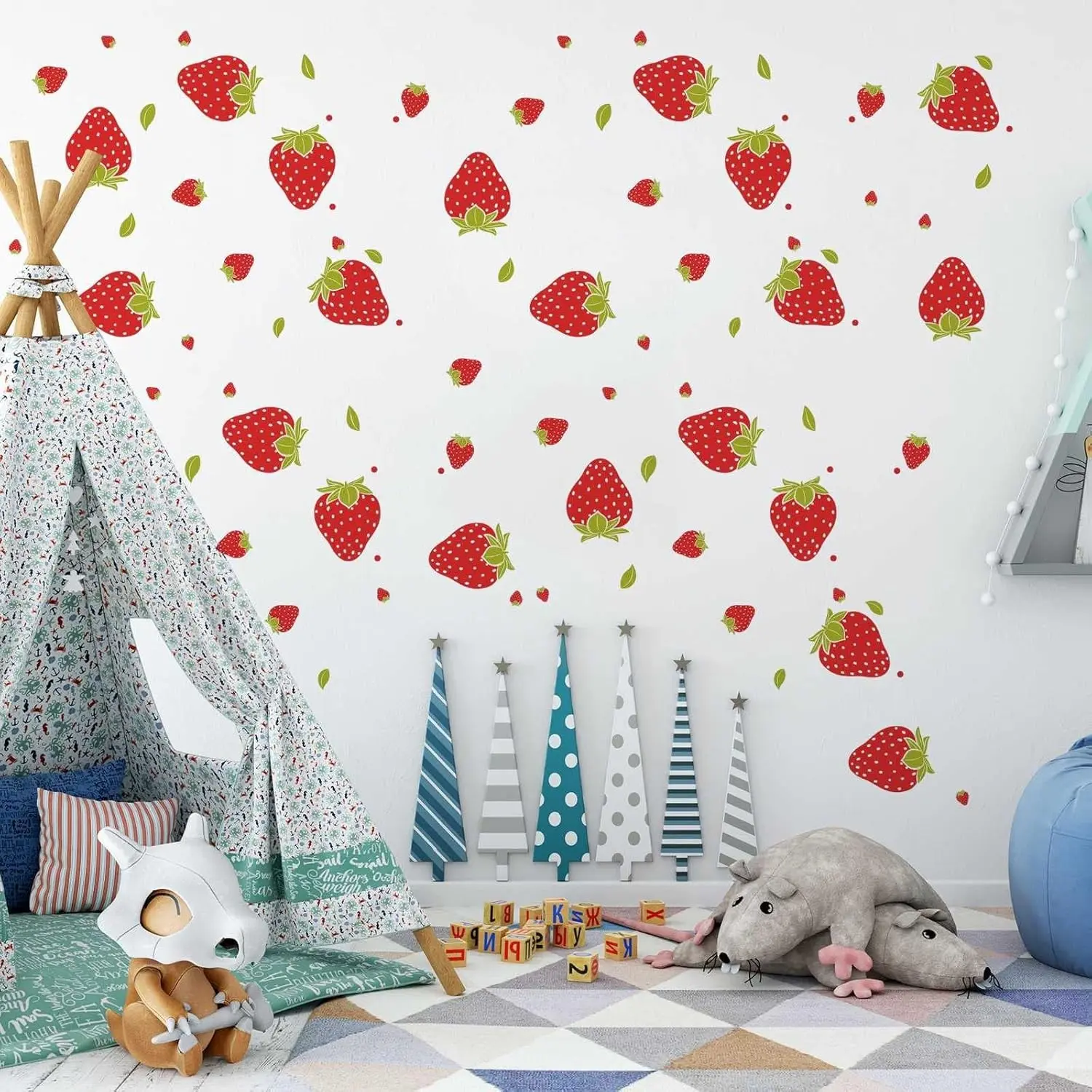 Strawberry Decorative Stickers Set, Wall Art Stickers, Wall Decal, Waterproof Wall Decals, Waterproof PVC Material, Perfect Wall Decoration Gift for Bedroom Living Room Bathroom, Wall Stickers Decorations