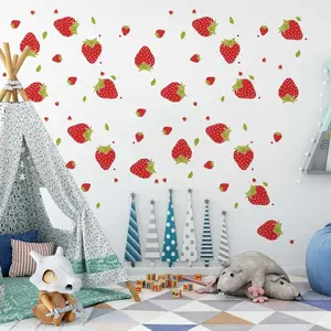 Strawberry Decorative Stickers Set, Wall Art Stickers, Wall Decal, Waterproof PVC Material, Perfect Wall Decoration Gift for Bedroom Living Room Bathroom