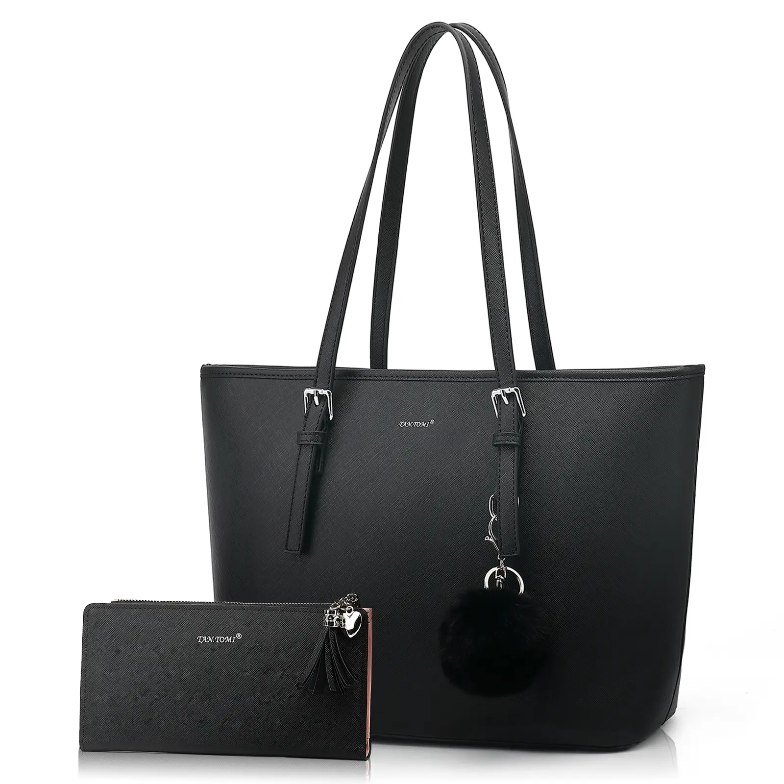 TANTOMI Versatile Large Capacity Tote Bag for Work & Travel Classic Black Shoulder Bag with Easy Carry Handles Perfect for Everyday Use,  mother day gift Pu Leather Bag Minimalist Work Bag Commuter Tote Casual Office Handbag Aesthetic Tote
