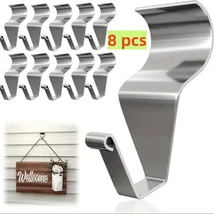 8 Pack Vinyl Wall Hooks, No Drill Outdoor Hanging Clips, Reusable Easter Wreath Hangers for String Lights & Signs