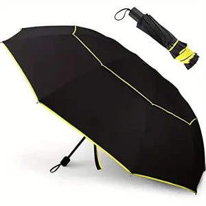Personalized Ten-Rib Dual-Layer Ventilated Large Umbrella, Waterproof Windproof Sunshade Foldable Umbrella, Double Layer Design