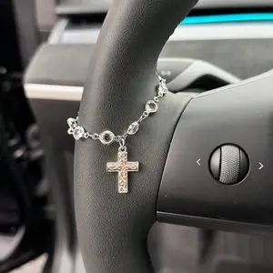 Luxury Crystal Chain Car Steering Wheel Decoration Pendant, Easter Christmas Valentine's Day Gift, Elegant Auto Accessory, Car Hanging Decoration