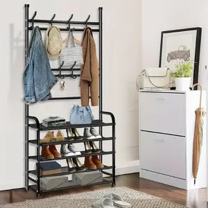 9-Tier Freestanding Shoe Storage Rack with Nonwoven Cover – Space-Saving Organizer for 27-35 Pairs of Sneakers, High Heels, and Boots – Perfect for Entryway or Closet Organization, Shoe Storage Organizer hatrack