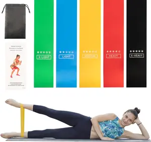 Resistance Band Set, 5 Latex Exercise Bands with 5 Resistance Levels, Skin Friendly Elastic Bands for Home Exercise, Physical Therapy, Strength Training, Yoga