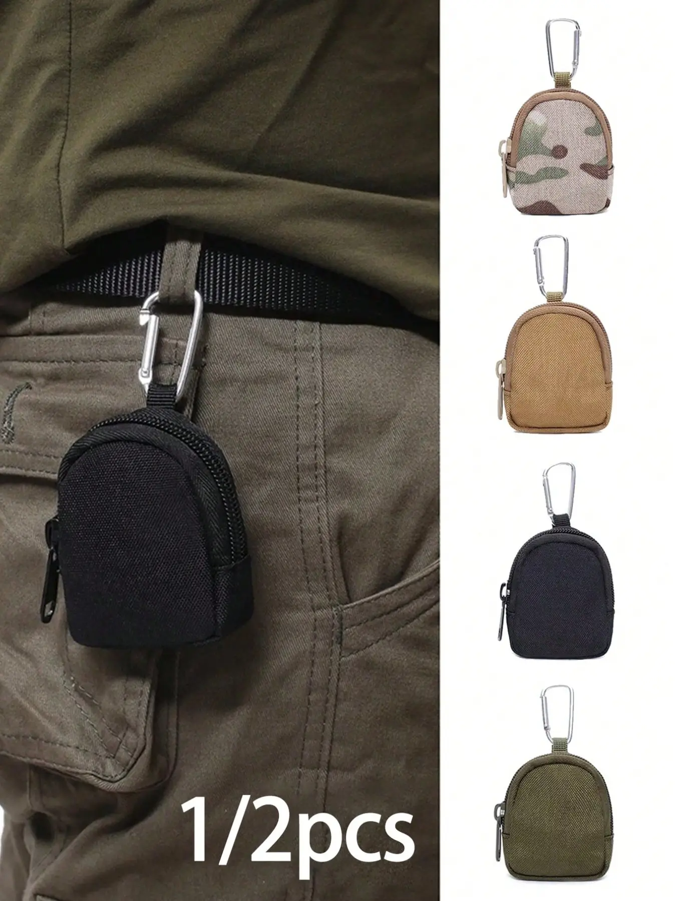 Portable Mini Zipper Storage Bag, 4 Colors Available, Compact Multi-Functional Pouch, Earbud Sleeve Pocket, Earphone Headphones and Charger Holder with Keychain, Durable