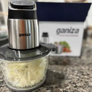 Ganiza Food Processor (3600ml) - 8-Cup Glass Bowl, 8-Cup Stainless Steel 2-Speed+Pulse Chopper Grinder, Upgraded Buttons, Smart Overheat Protection Light, US Plug, Auto Stop, Clean Brush, 2 Blade Sets, Slicer, Kitchen Appliance for Making Guacamole, Chopp