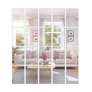 20 Pieces Mirror Sheets Self Adhesive Non Glass Cut to Size Mirror Stickers Tiles for Wall Flexible Sticky Mirror (4''x 6'') Decor Set